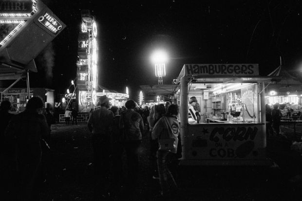 Hamburger & corn stand, 1977